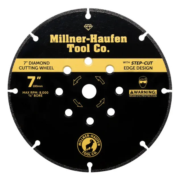 MILLNER-HAUFEN 7" Diamond Step Cut Off Wheel **Lifetime Replacement Warranty **