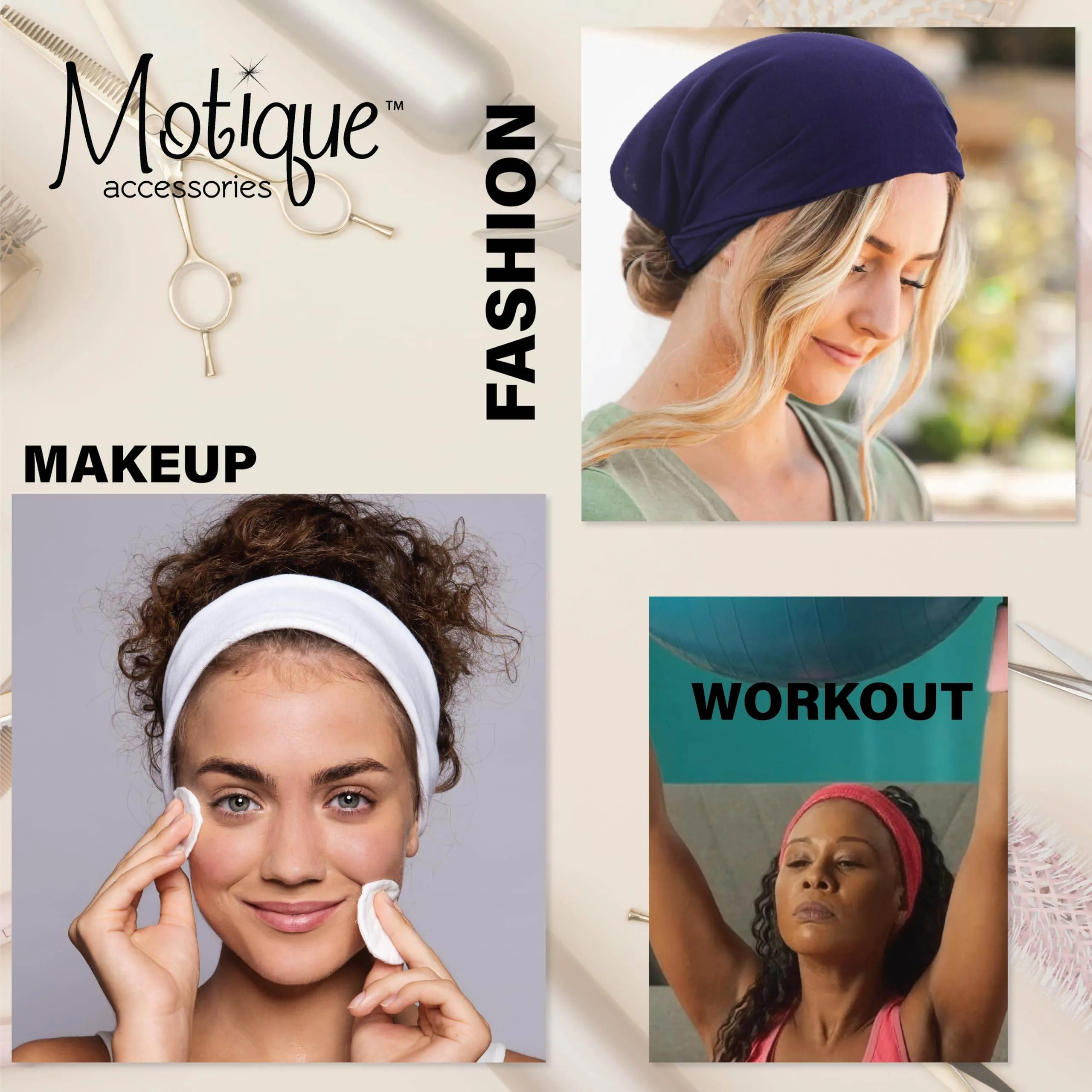 Motique Accessories Tan Wide Cotton Head Band Solid Boho Yoga Style Soft Hairband for Women