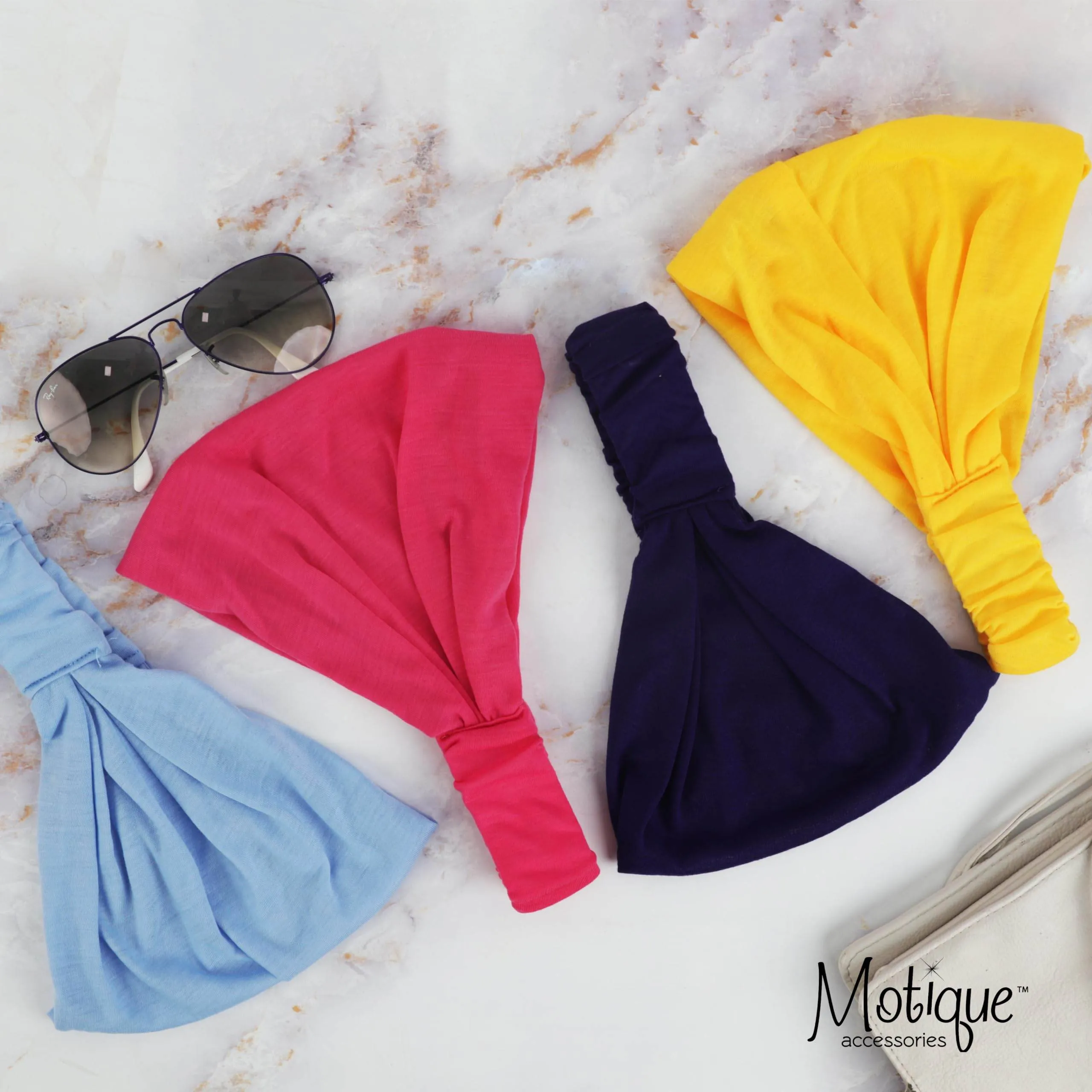 Motique Accessories Tan Wide Cotton Head Band Solid Boho Yoga Style Soft Hairband for Women