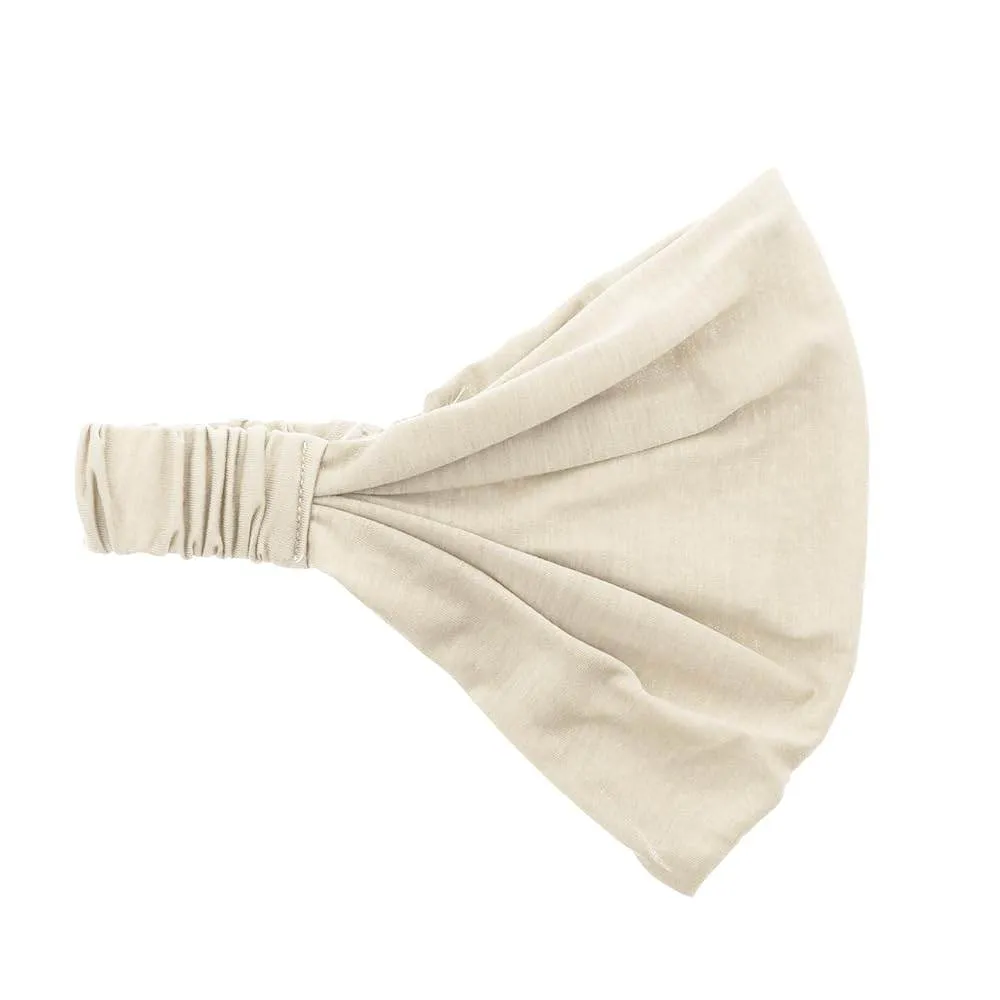 Motique Accessories Tan Wide Cotton Head Band Solid Boho Yoga Style Soft Hairband for Women