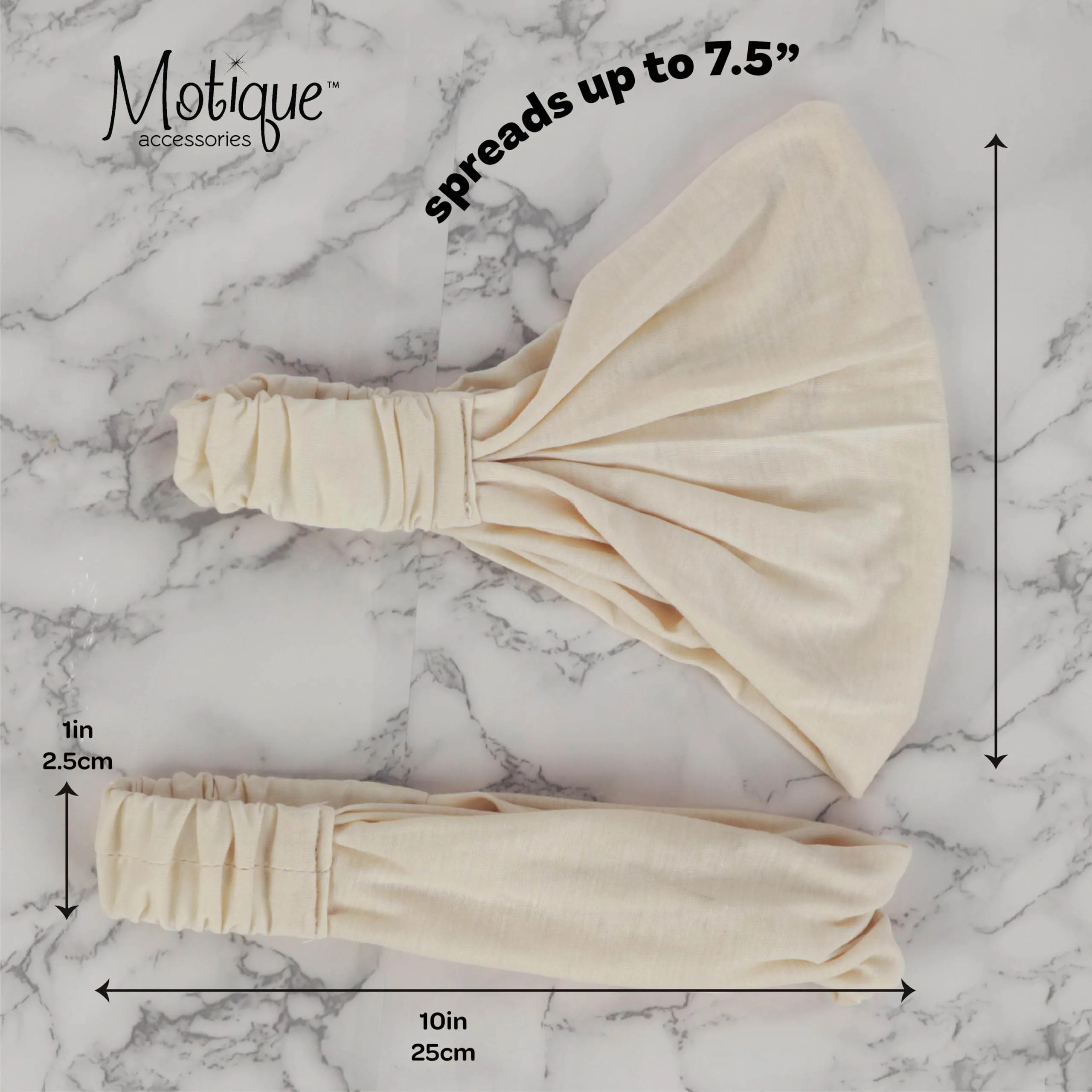 Motique Accessories Tan Wide Cotton Head Band Solid Boho Yoga Style Soft Hairband for Women