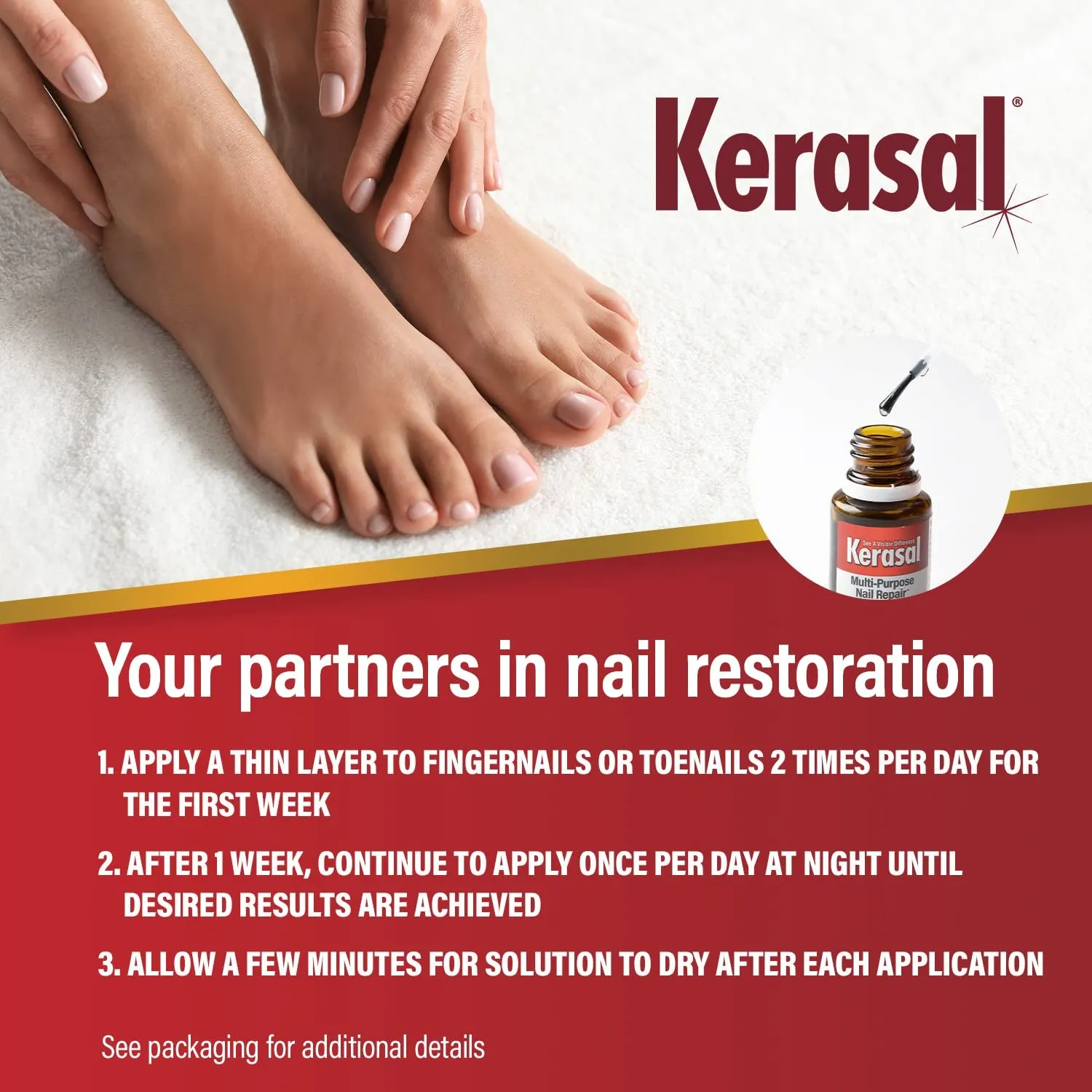 Multi-Purpose Nail Repair, Nail Solution for Discolored and Damaged Nails, 0.43 Fl Oz