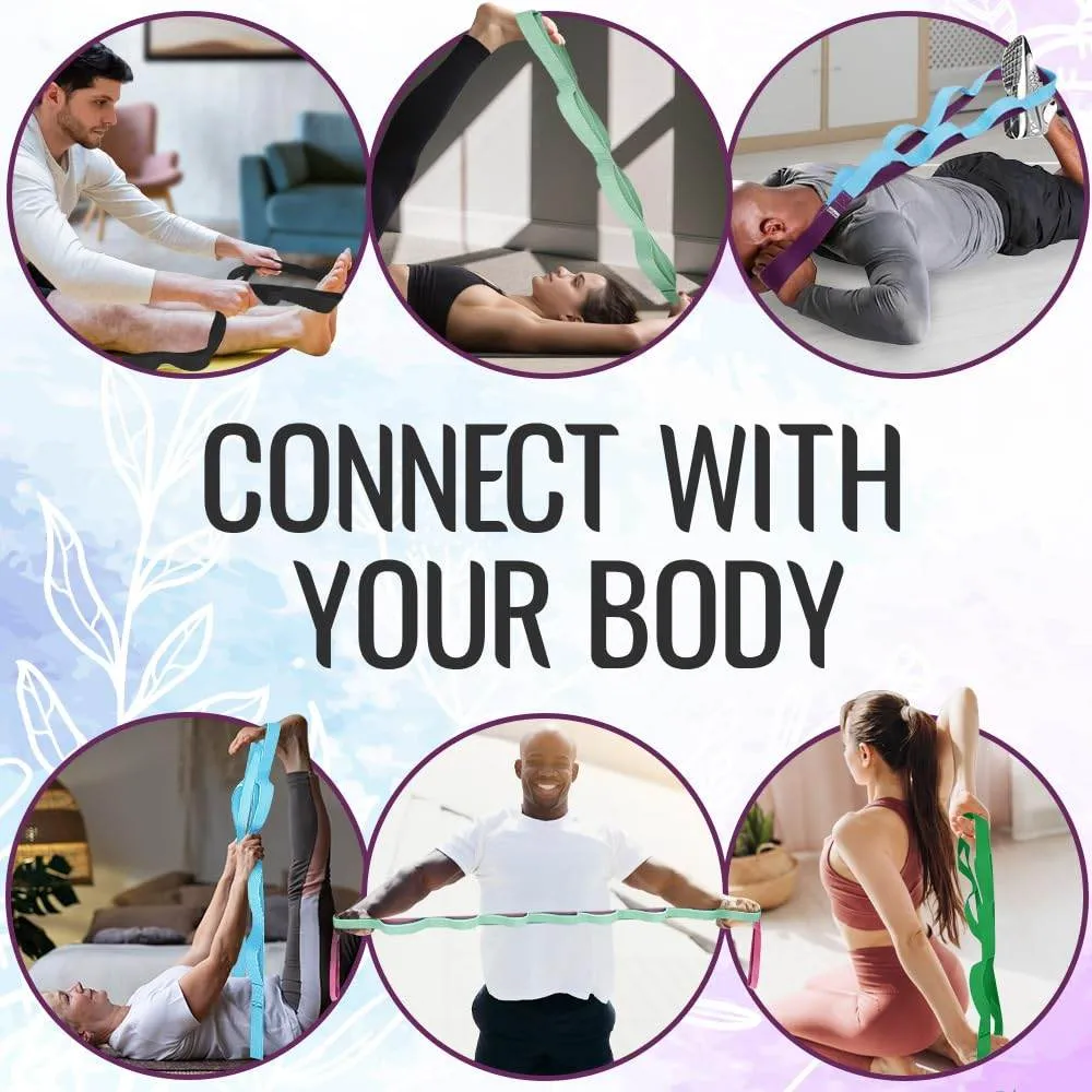 [NEW 2023] TECEUM Yoga Stretching Strap 10 Loops Non-Elastic Strap - Home Workout Stretch Strap for Physical Therapy, Yoga, Pilates plpr 1 in MB