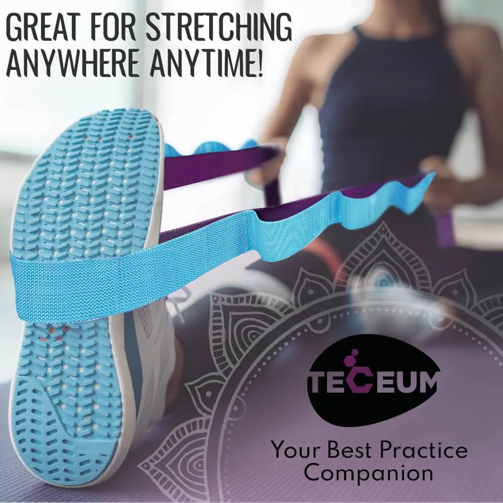 [NEW 2023] TECEUM Yoga Stretching Strap 10 Loops Non-Elastic Strap - Home Workout Stretch Strap for Physical Therapy, Yoga, Pilates plpr 1 in MB