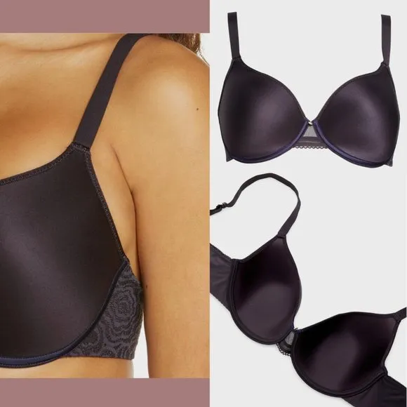 NEW $78 Chantelle [ 36D ] C‎ Jolie Comfort Convertible T-Shirt Bra in Ink Black