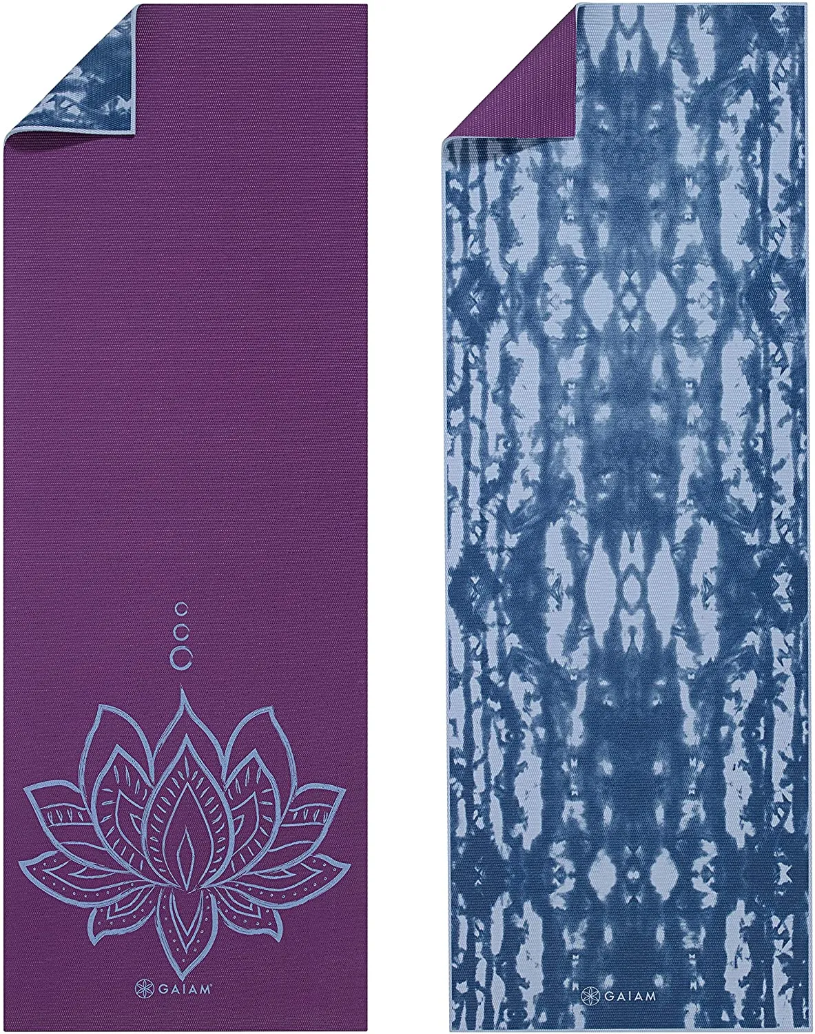 New in package! Gaiam Premium Print Reversible Yoga Mat, Purple Lotus! Retails $52 