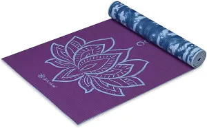 New in package! Gaiam Premium Print Reversible Yoga Mat, Purple Lotus! Retails $52 