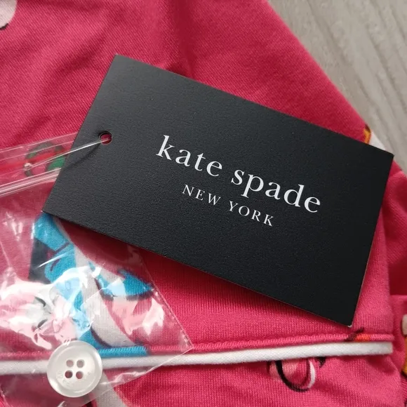 New Kate Spade Pajama Pants Set Red Dress Shoes Long Sleeve Button Front Medium