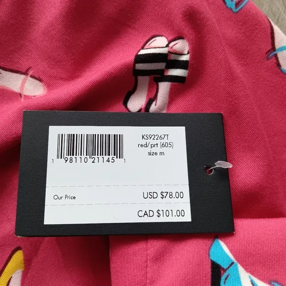 New Kate Spade Pajama Pants Set Red Dress Shoes Long Sleeve Button Front Medium