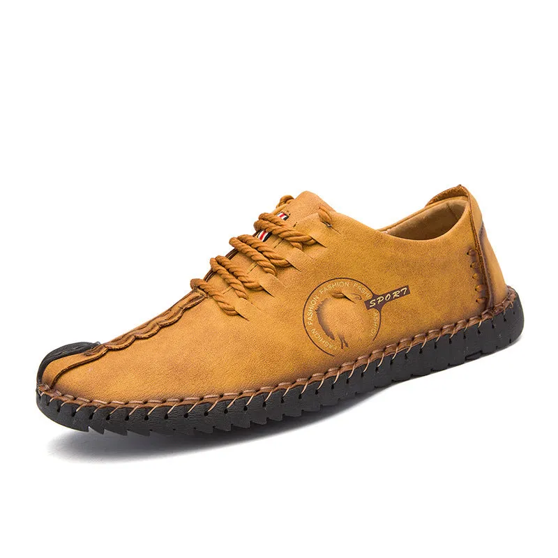 New Men's Leather Shoes Black Casual Soft Bottom Breathable Casual Shoes