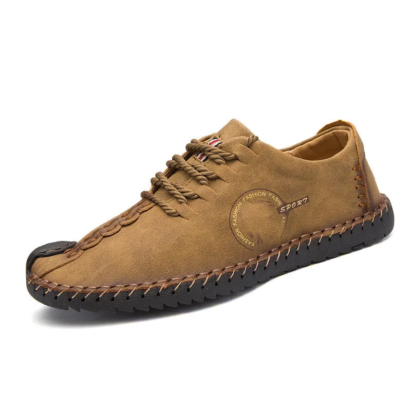 New Men's Leather Shoes Black Casual Soft Bottom Breathable Casual Shoes