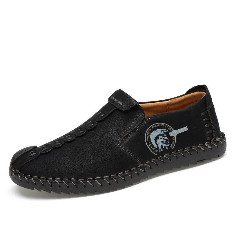 New Men's Leather Shoes Black Casual Soft Bottom Breathable Casual Shoes