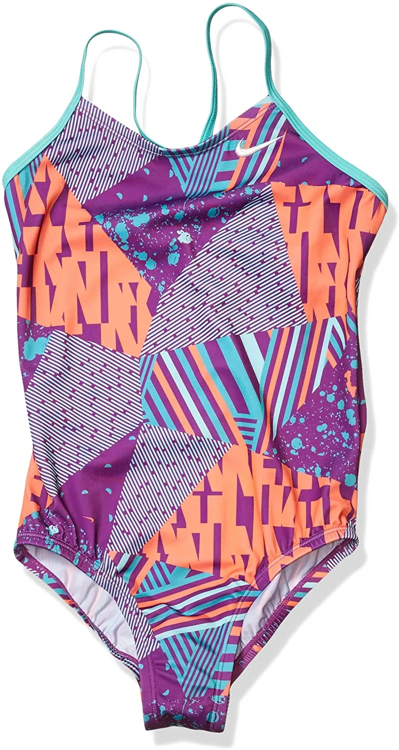 Nike Swim Girls' Big Crossback Mash-Up One Piece Swimsuit