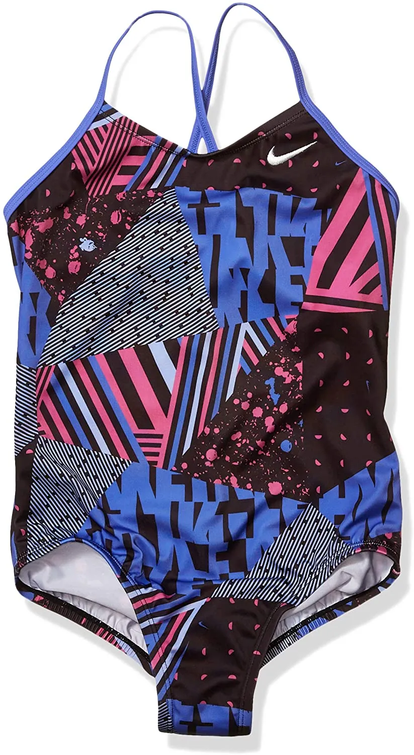 Nike Swim Girls' Big Crossback Mash-Up One Piece Swimsuit