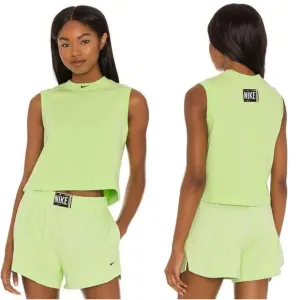 NIKE Women's Sportswear Wash Tank Top   Shorts Set Patch Ghost Green Lime Sz 2X