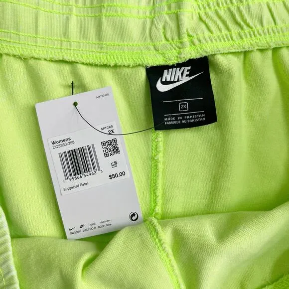 NIKE Women's Sportswear Wash Tank Top   Shorts Set Patch Ghost Green Lime Sz 2X