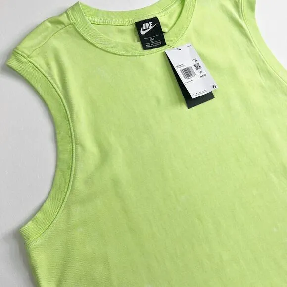 NIKE Women's Sportswear Wash Tank Top   Shorts Set Patch Ghost Green Lime Sz 2X