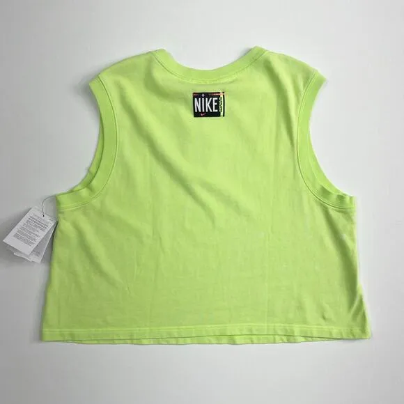 NIKE Women's Sportswear Wash Tank Top   Shorts Set Patch Ghost Green Lime Sz 2X