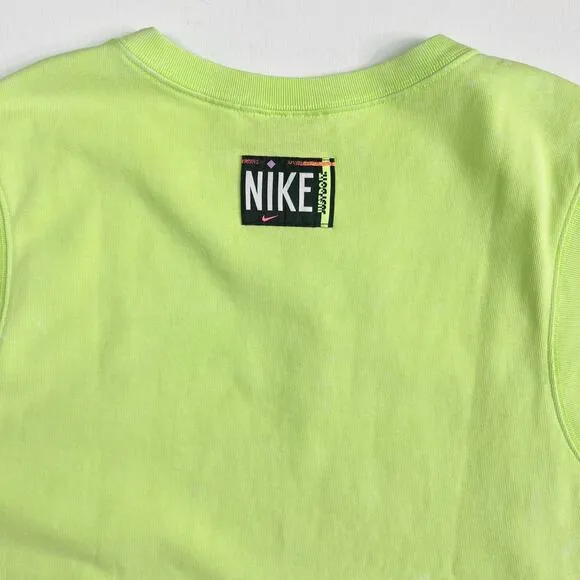 NIKE Women's Sportswear Wash Tank Top   Shorts Set Patch Ghost Green Lime Sz 2X