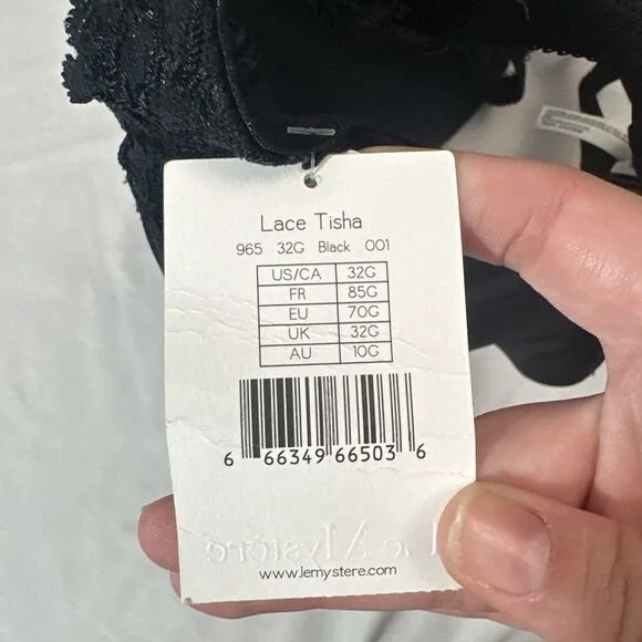 NWT $76 Le Mystere [ 32G ] Dream Tisha 965 Underwire Bra in Black‎