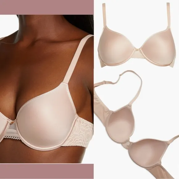 NWT $78 Chantelle [ 32DDDD ] C Jolie‎ Comfort Convertible T-Shirt Bra Rose