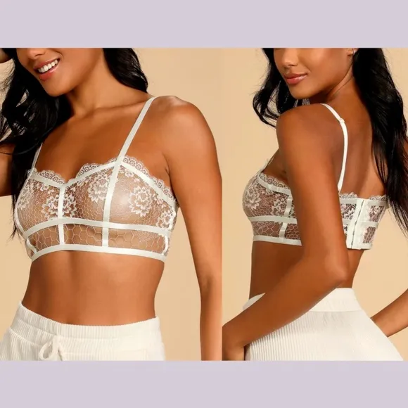 NWT Free People Intimately [ Small ] Lyric Lace Sheer‎ Longline Bralette