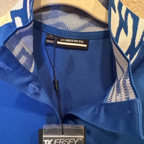 NWT J. Lindeberg Tilda Women’s Golf Polo Shirt blue white tennis workout top