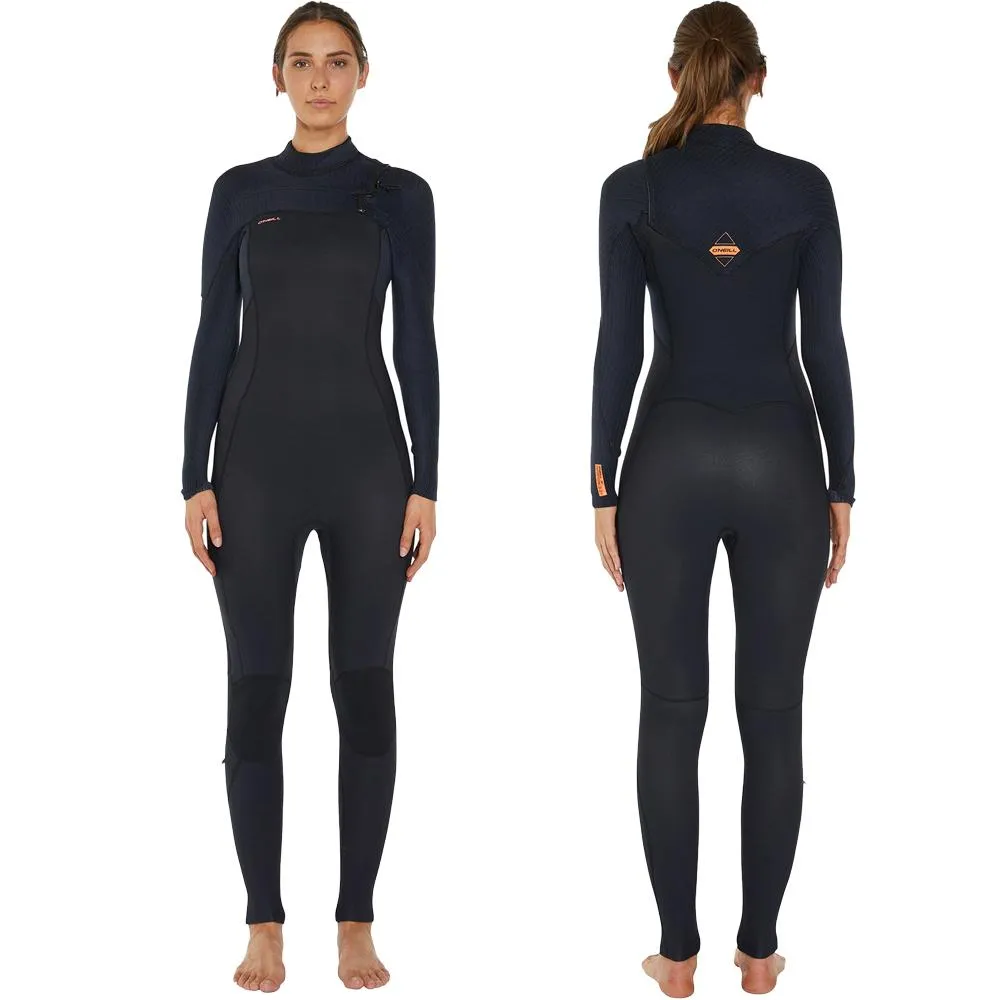 O'NEILL WOMENS HYPERFREAK 4/3MM CHEST ZIP STEAMER BLACK