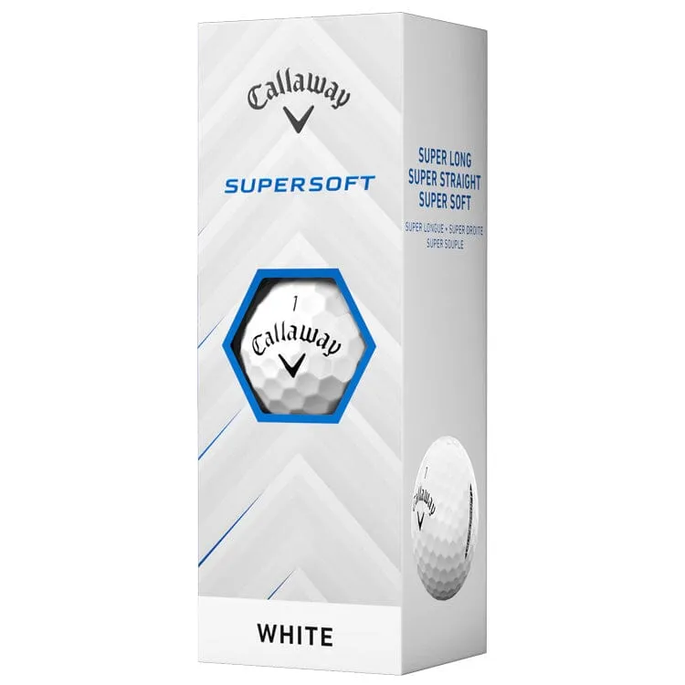Pelotas de golf Callaway 2025 Supersoft blancas, paquete de 12