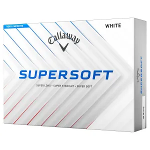 Pelotas de golf Callaway 2025 Supersoft blancas, paquete de 12