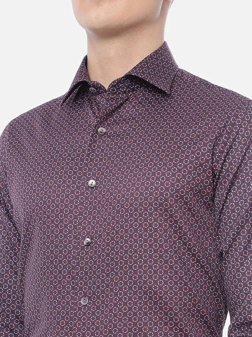 Purple Printed Slim Fit Party Wear Shirt | Wyre