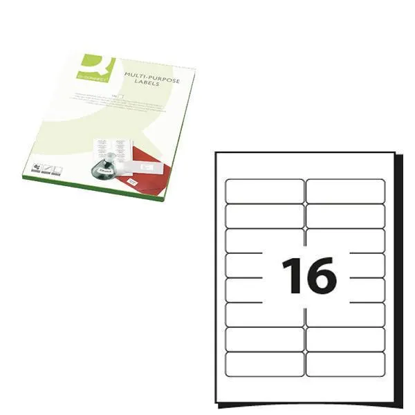 Q-Connect White Multipurpose Label 99.1 x 34mm 16 Per Sheet Pack of 1600 KF26053