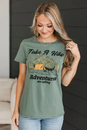 "Take A Hike" Graphic Tee- Olive