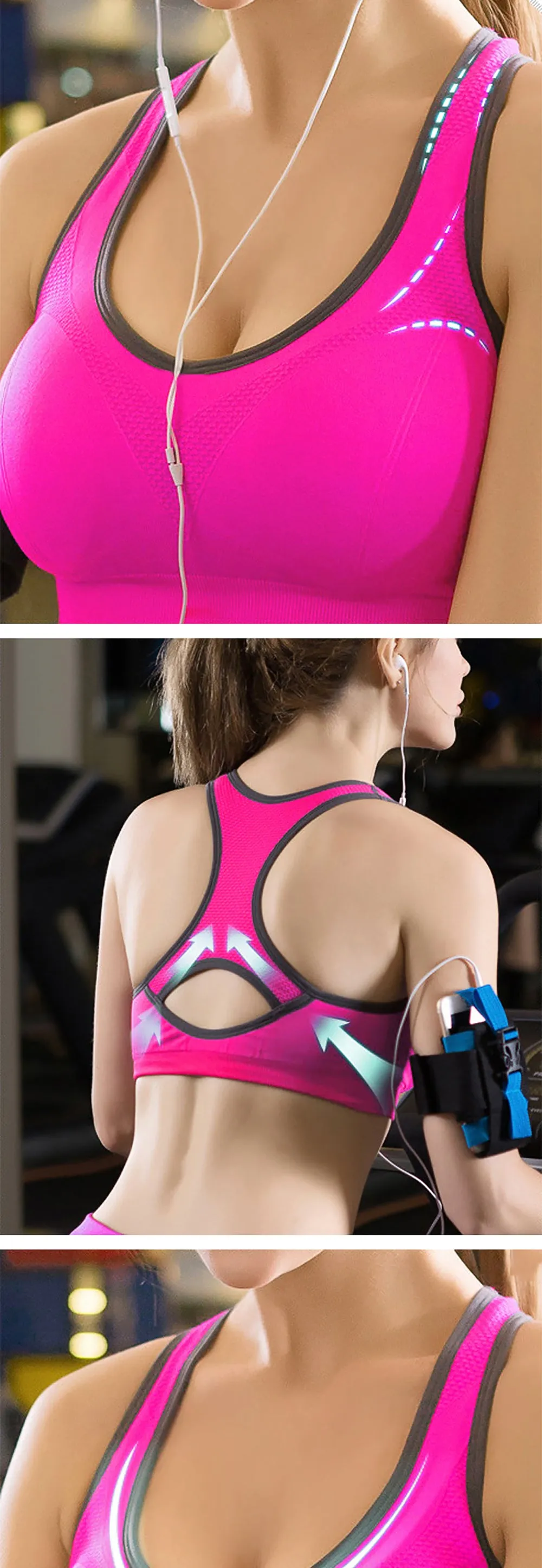 RODEX Women Sport Yoga Bra Shockproof Wirefree Crop Top | Gym Fitness Racerback Vest