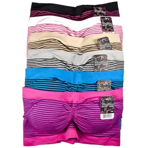 Sakkas Seamless Padded Bandeau Bra Tube Top - Assorted Color 6 Pack