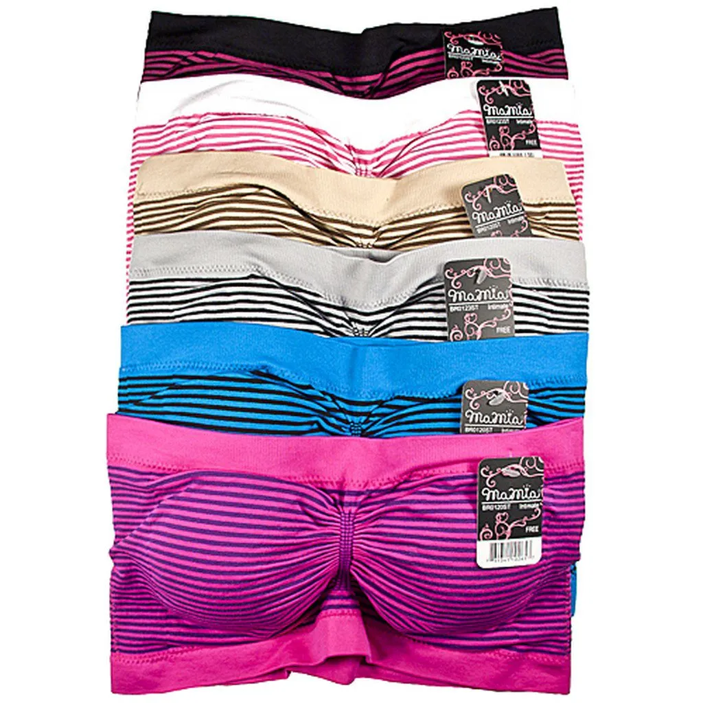 Sakkas Seamless Padded Bandeau Bra Tube Top - Assorted Color 6 Pack