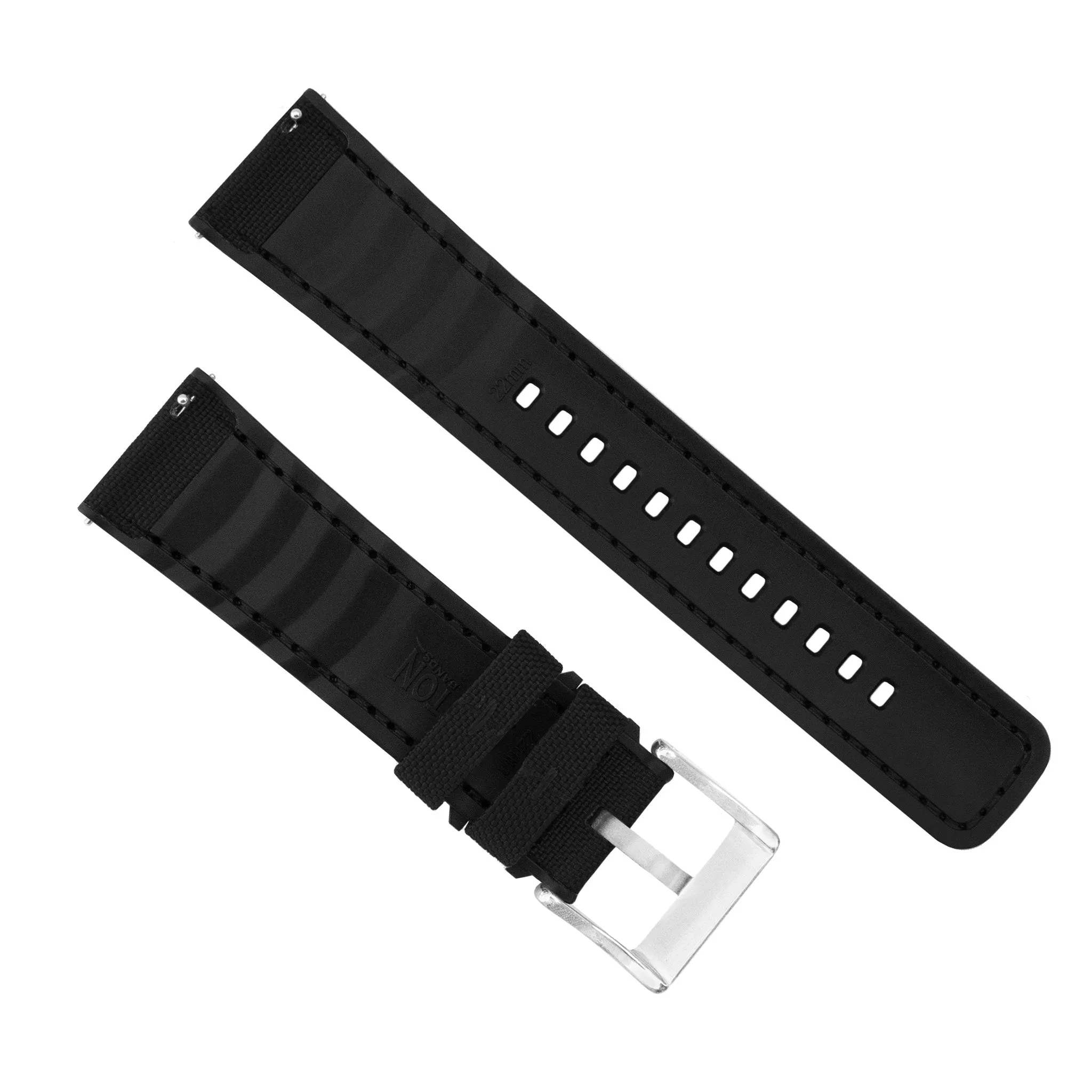 Samsung Galaxy Watch5 Cordrua Fabric Silicone Hybrid Black Watch Band