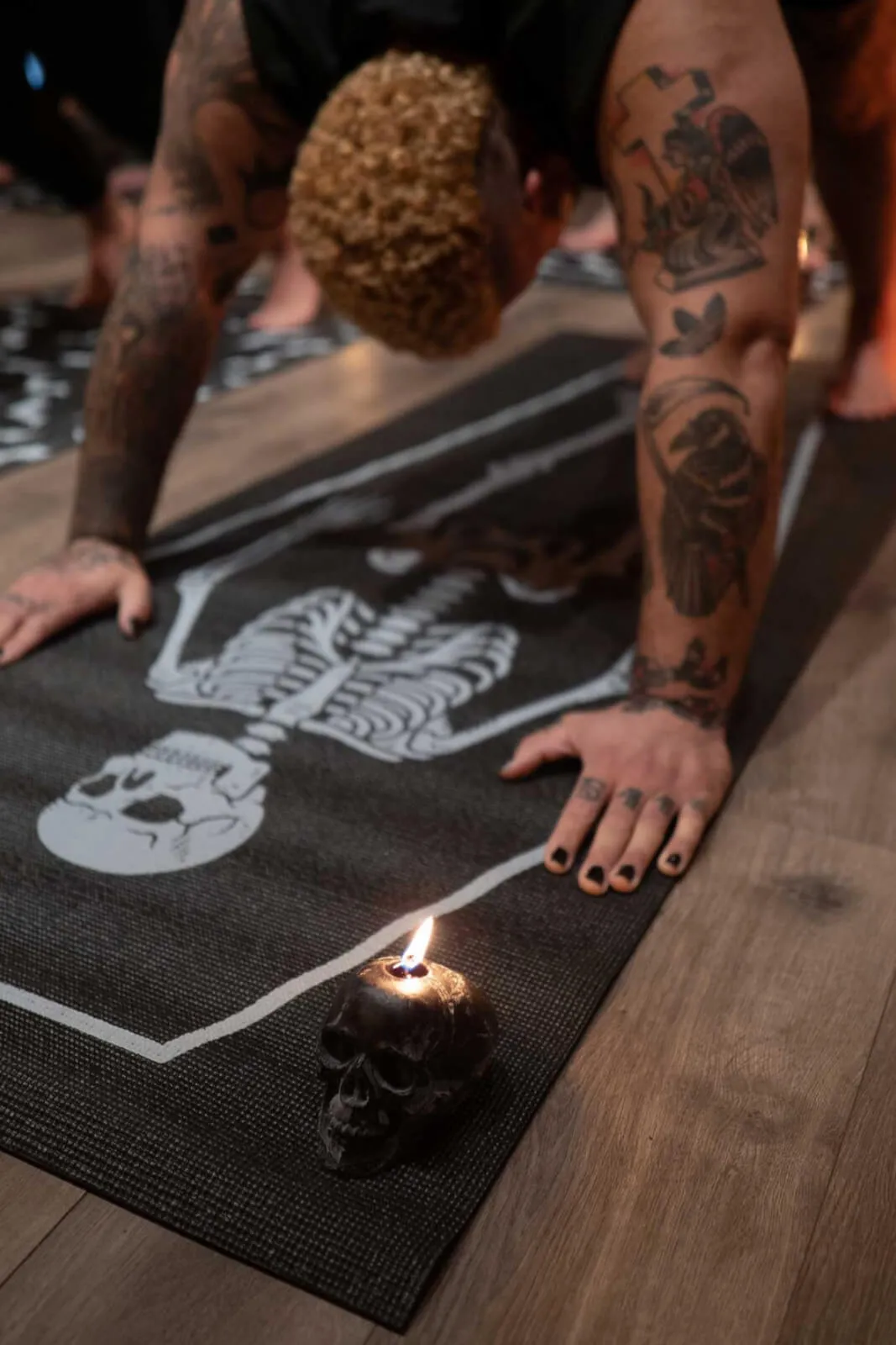 Sourpuss Corpse Skeleton Pose Coffin Gothic Yoga Mat