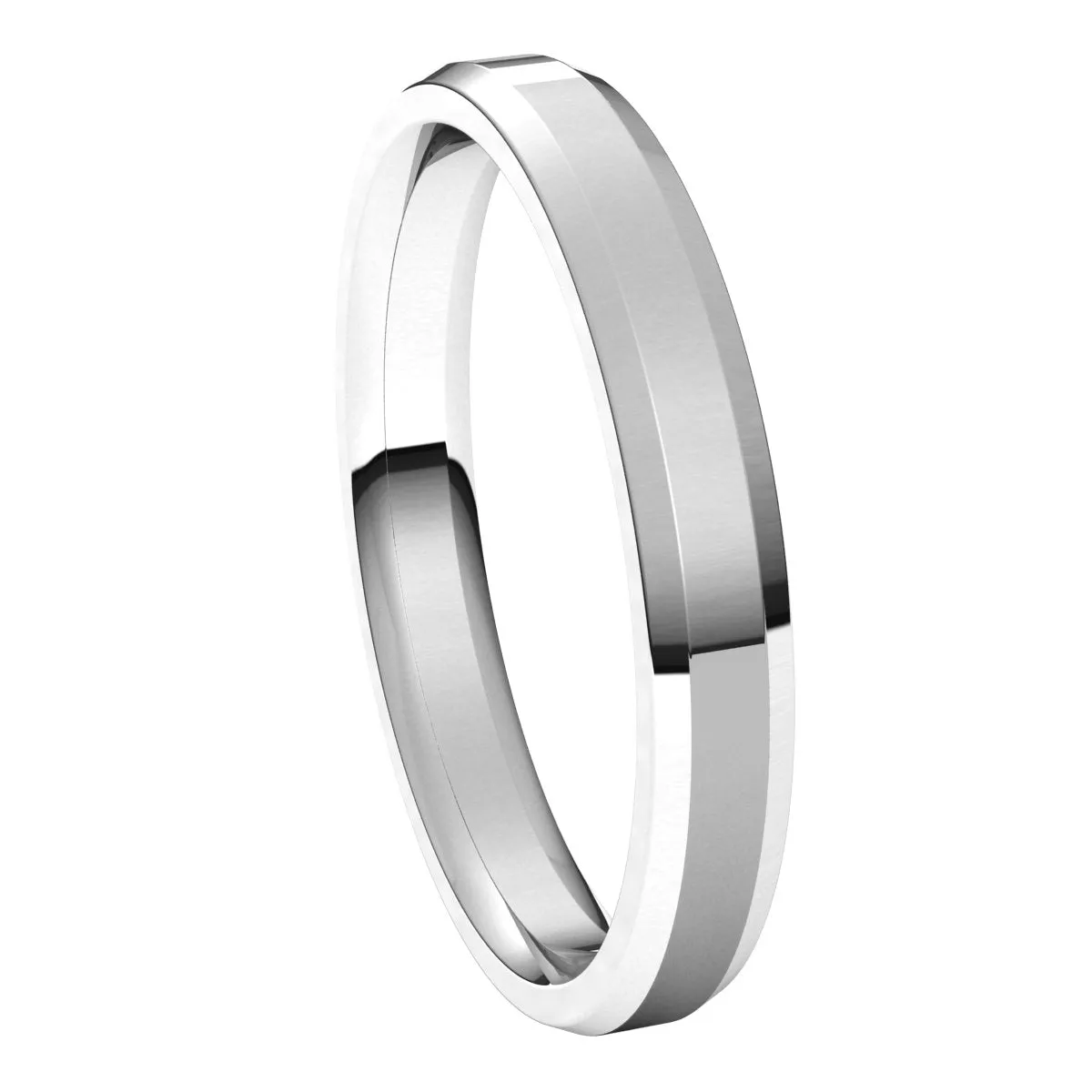 Sterling Silver 3 mm Beveled Edge Comfort Fit Light Band