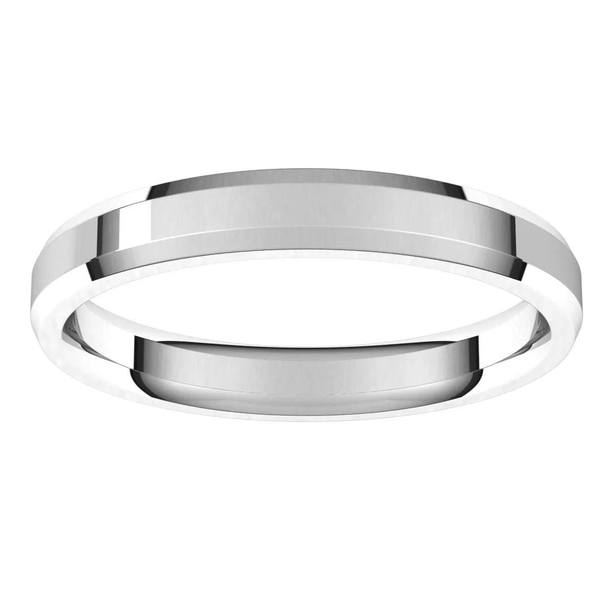 Sterling Silver 3 mm Beveled Edge Comfort Fit Light Band