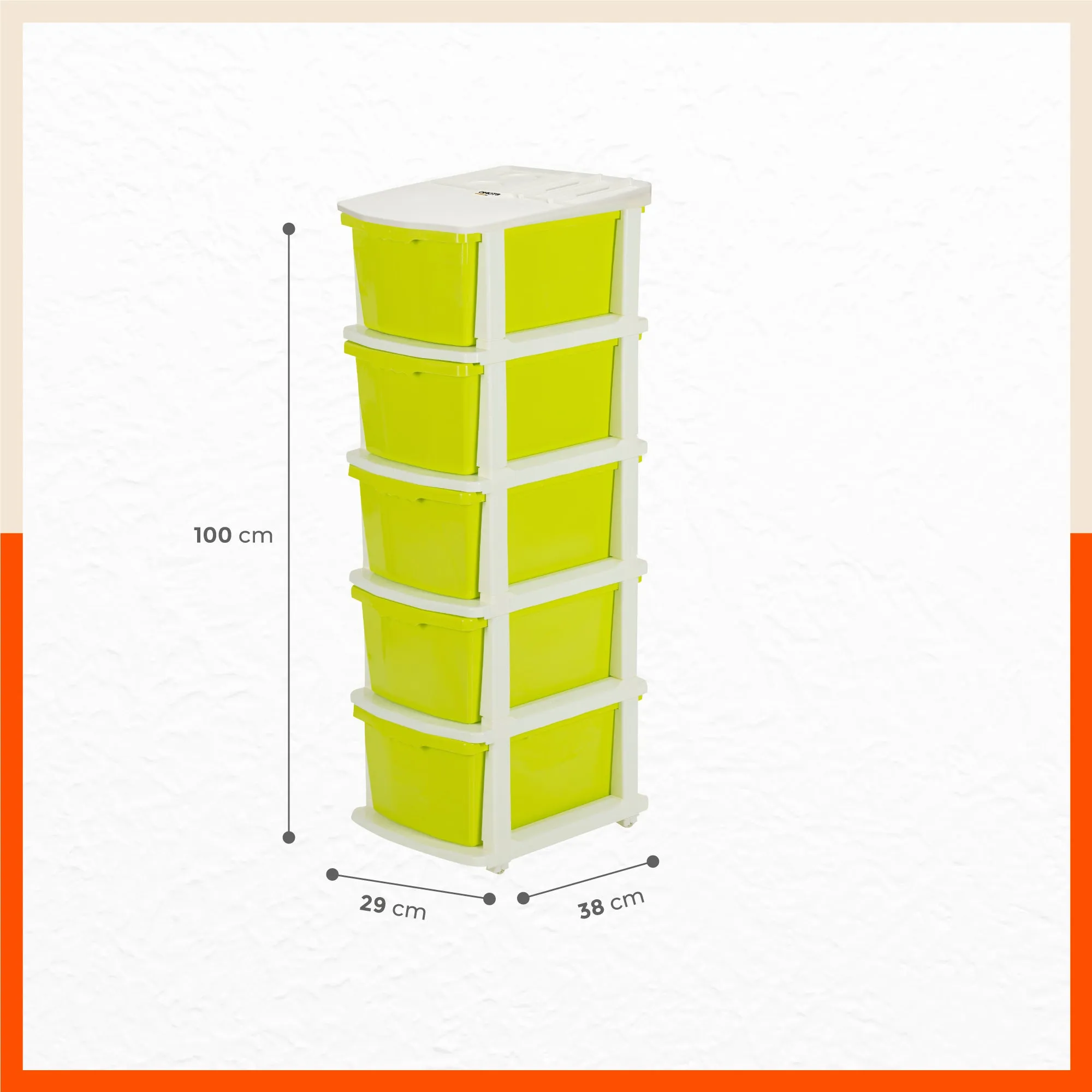 Stomo 5 Drawer Multi-Purpose Storage Organizer for Home and Office (Green)