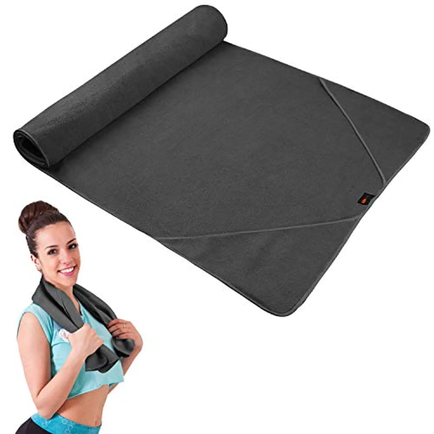 Sunland - Toalla de yoga de microfibra antideslizante extra gruesa   toalla de mano 2 en 1, super absorbente y de secado rápido, diseño de bolsillos en las esquinas para evitar que se amontonen