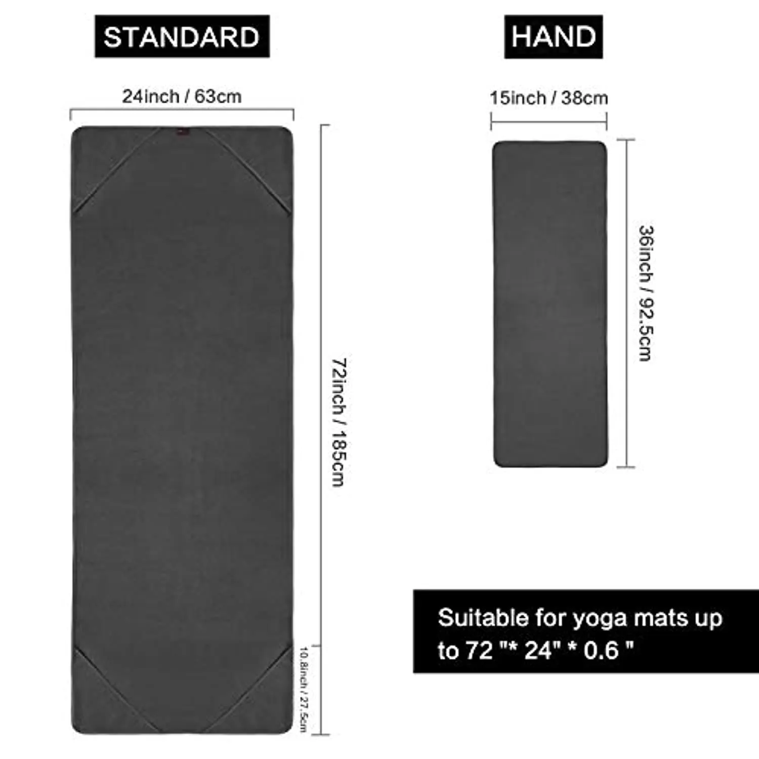 Sunland - Toalla de yoga de microfibra antideslizante extra gruesa   toalla de mano 2 en 1, super absorbente y de secado rápido, diseño de bolsillos en las esquinas para evitar que se amontonen