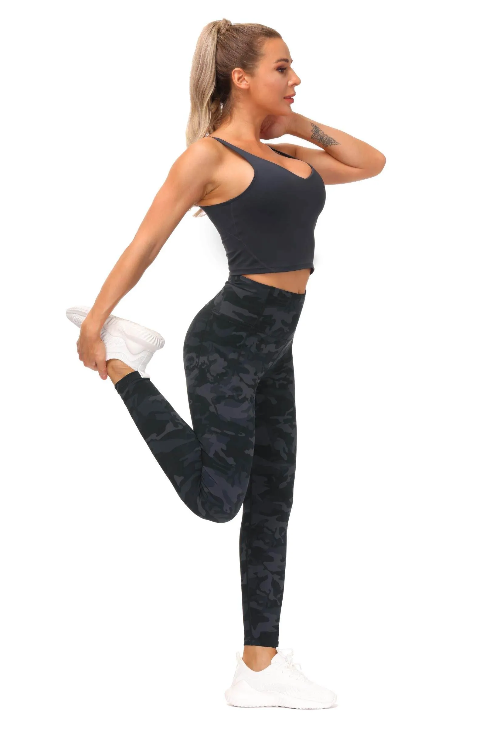 THE GYM PEOPLE Tummy Control Workout Leggings with Pockets High Waist Athletic Yoga Pants for Women Running, Fitness