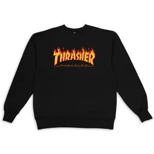 Thrasher - Flame Logo Crew Black