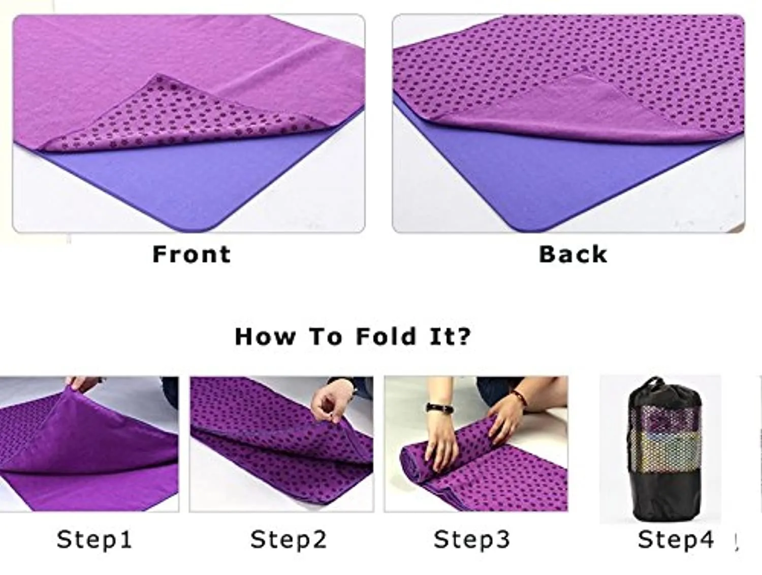 Toalla para esterilla de yoga de microfibra, antideslizante, absorbente, supersuave, 24.0 x 72.0 in