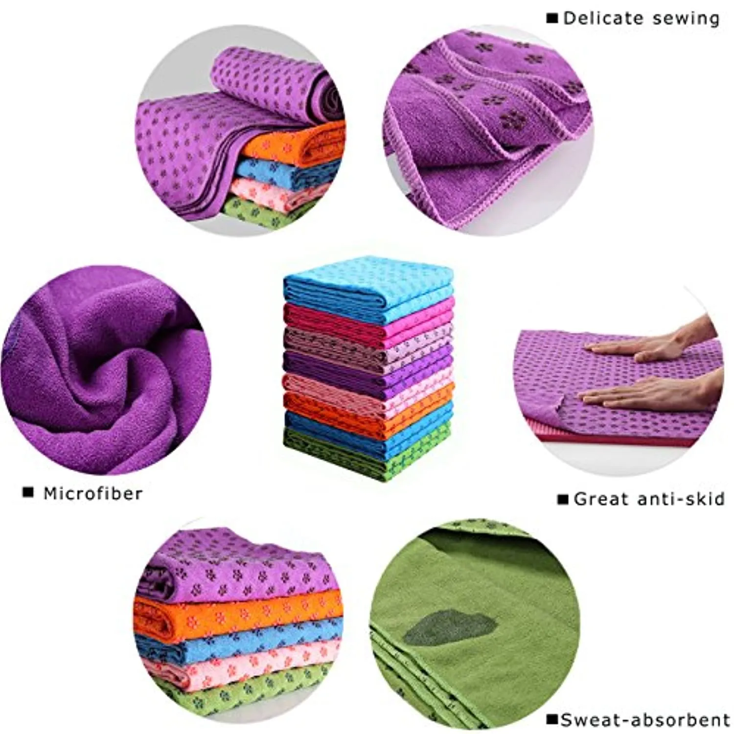 Toalla para esterilla de yoga de microfibra, antideslizante, absorbente, supersuave, 24.0 x 72.0 in
