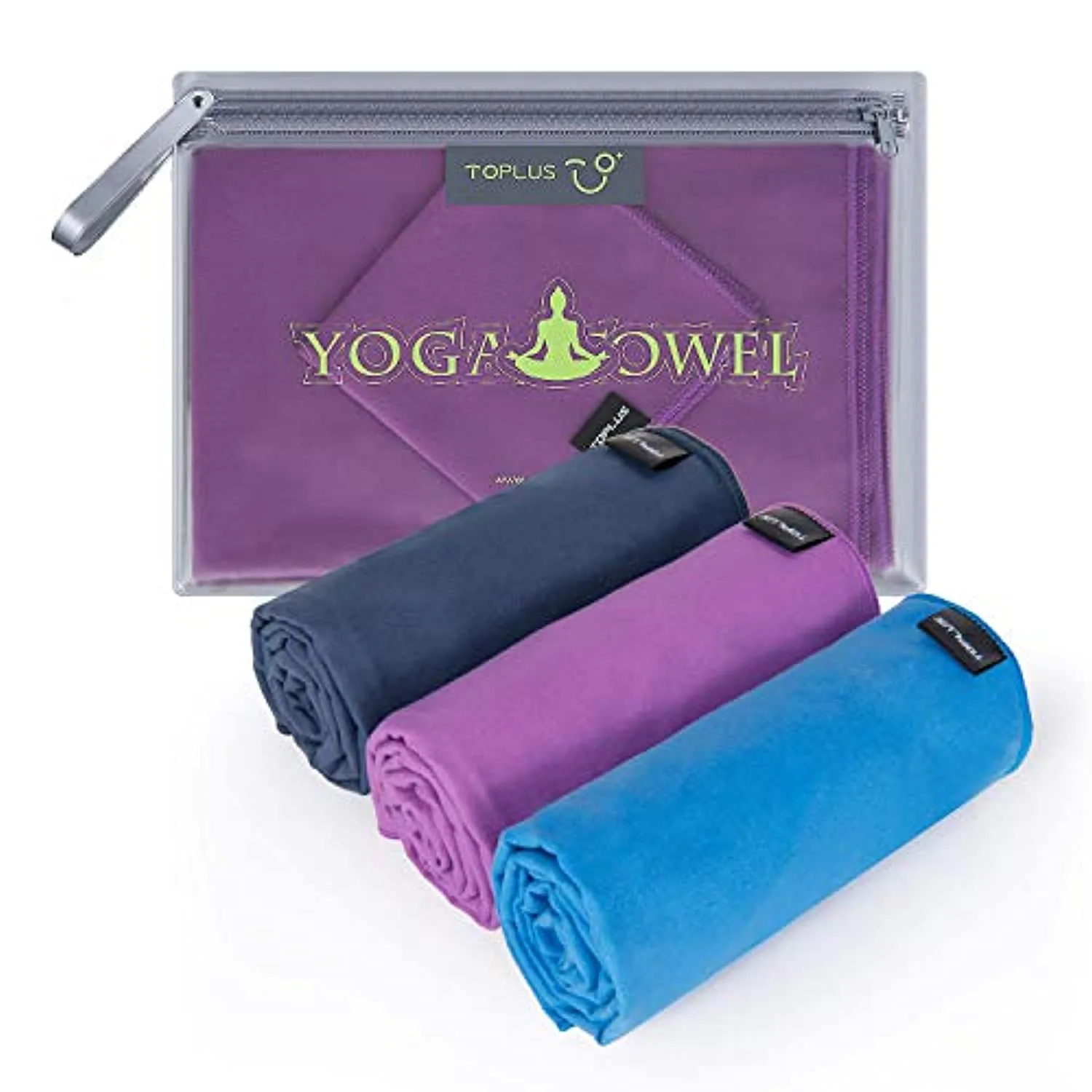 TOPLUS toalla de yoga – absorbente del sudor antideslizante toalla de yoga caliente   toalla de mano 2 en 1 set de microfibra, súper suave, mejor toalla de esterilla de yoga para Bikram Hot Yoga, Pilates, con bolsa de transporte