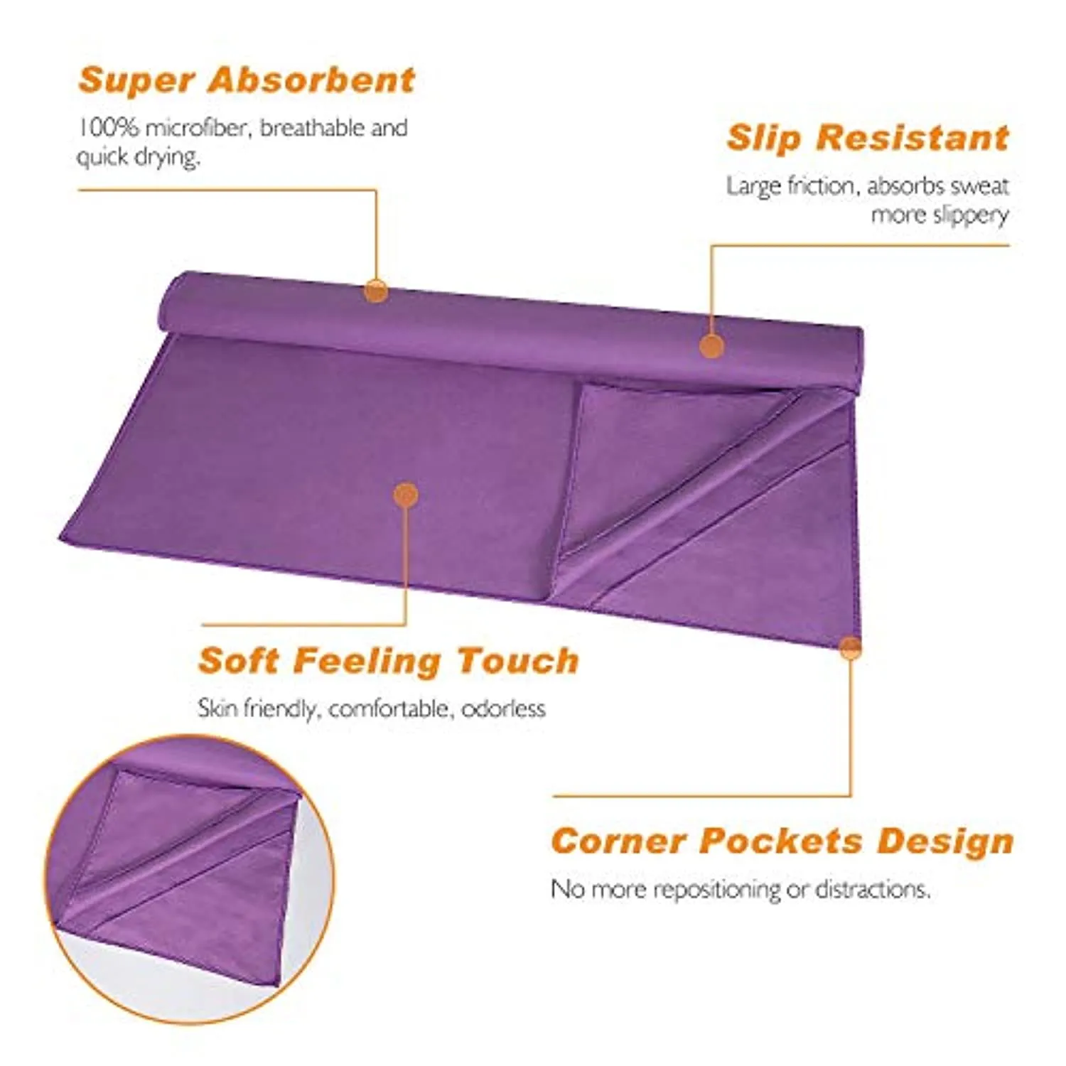 TOPLUS toalla de yoga – absorbente del sudor antideslizante toalla de yoga caliente   toalla de mano 2 en 1 set de microfibra, súper suave, mejor toalla de esterilla de yoga para Bikram Hot Yoga, Pilates, con bolsa de transporte