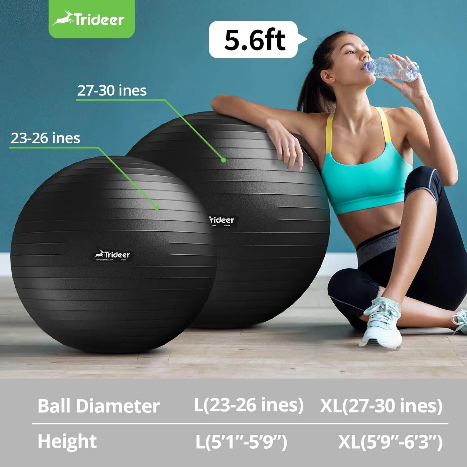 Trideer Ball Chair Yoga Ball Chair Exercise Ball Chair with Base & Bands for Home Gym Workout Ball for Abs, Stability Ball & Balance Ball Seat to Relieve Back Pain (XL(27-30ines/68-75cm), Black)